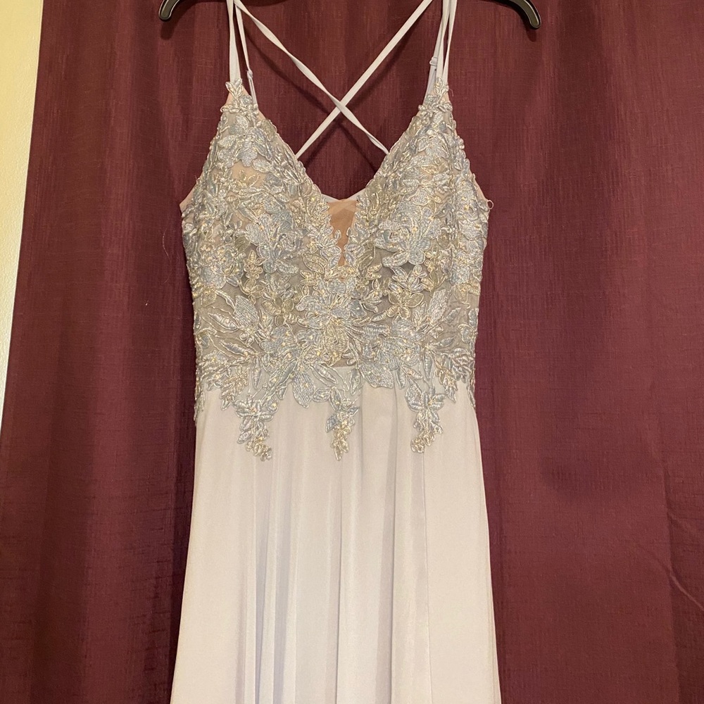 Blue prom dress with slit
